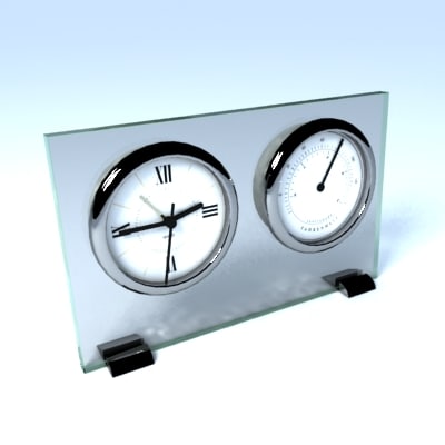 Maya Chrome Glass Clock Thermometer