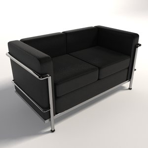 le corbusier lc2 two-seater 3d model