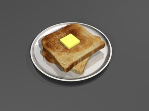 buttered toast plate 3d model