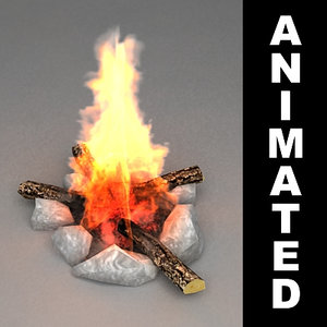 campfire animation logs 3d model