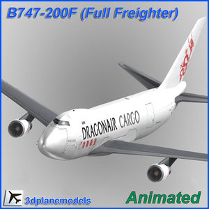 b747-200 aircraft animation cargo 3d model