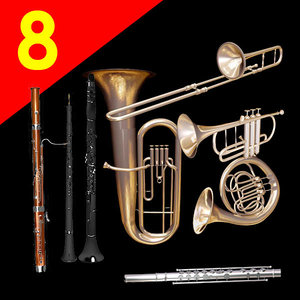 bassoon oboe flute clarinet 3d model