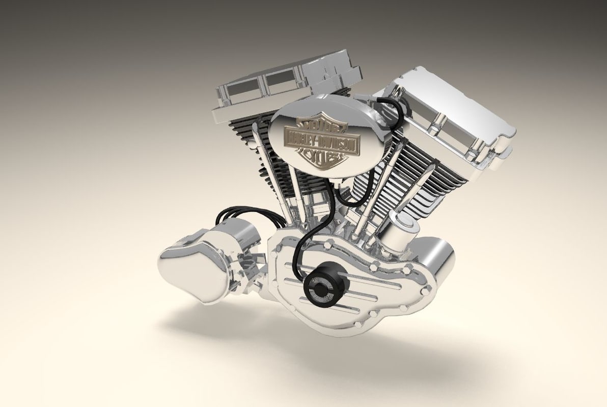 v twin motorbike engine 3d model