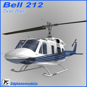 bell 212 huey helicopter 3d model