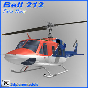 bell 212 huey helicopter 3d model