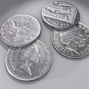 british pence coin 3d model