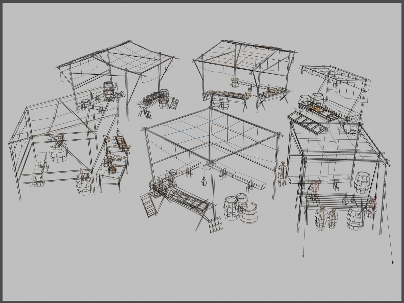 3d Model Market Stall