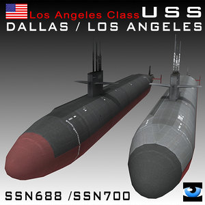 los angeles class submarine 3d max
