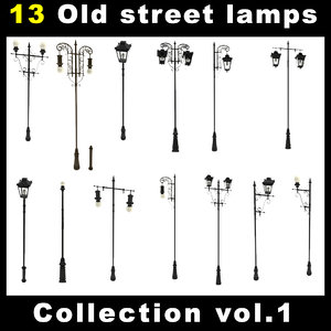 old fashion street lamps 3d max