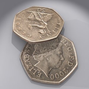 3d model british pence