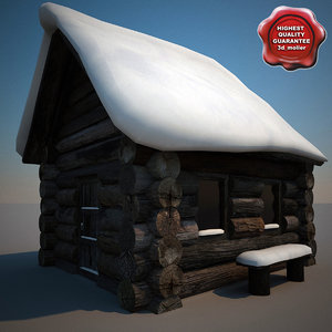 3d old snow covered wood model