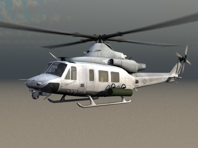 UH-1Y Huey Venom USMC Transport Helicopter Gunship Game Ready Model