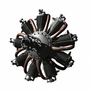3d le rhone engine rotary model