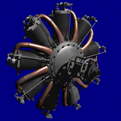 3d le rhone engine rotary model