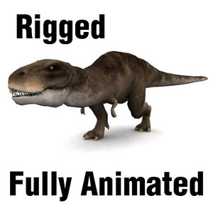 3d trex rigged animation model