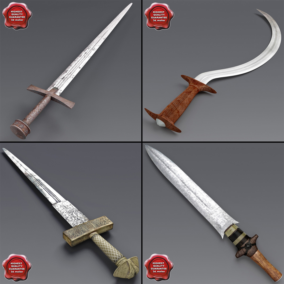 3d african swords  model
