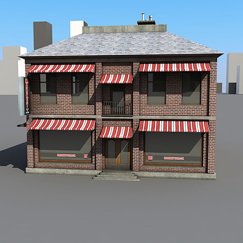 3d market building 1 store model