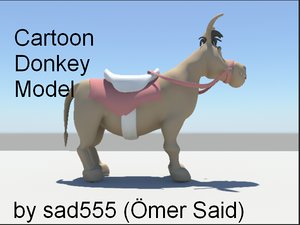 3d funny cartoon donkey model
