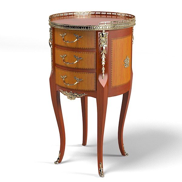 3d Model Classic Table Chest, Antique Round End Table With Drawer