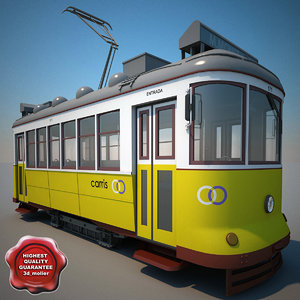 classic city tram 3d model
