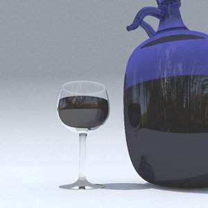 3d blue wine flask model