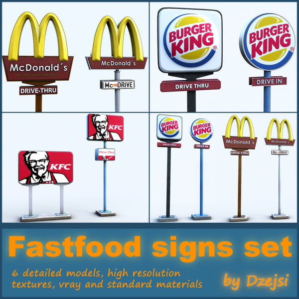 3d set road signs
