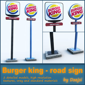 road signs burger king 3d obj
