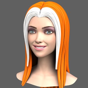 cartoon girl head expressions 3d model