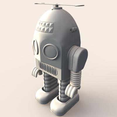 3d retro toy thunder robot model