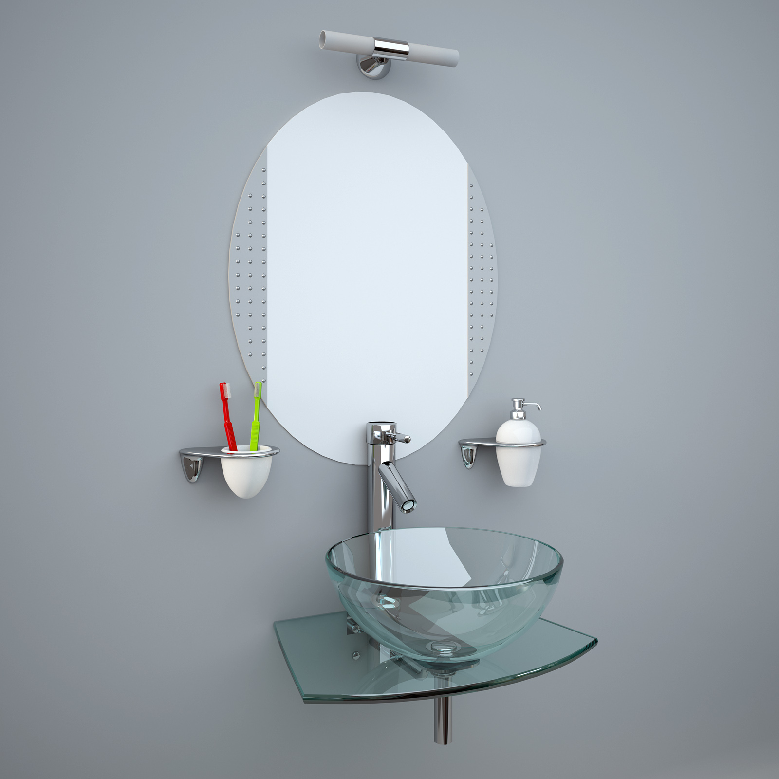 3d glass washbasin accessories