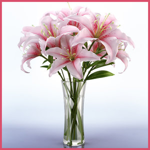 3d model of realistic lily vase