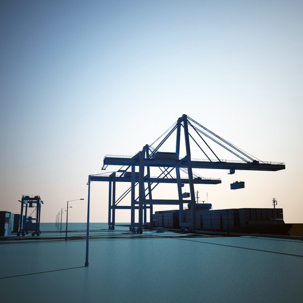 3d container terminal scene