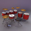 3d drum set drumset model