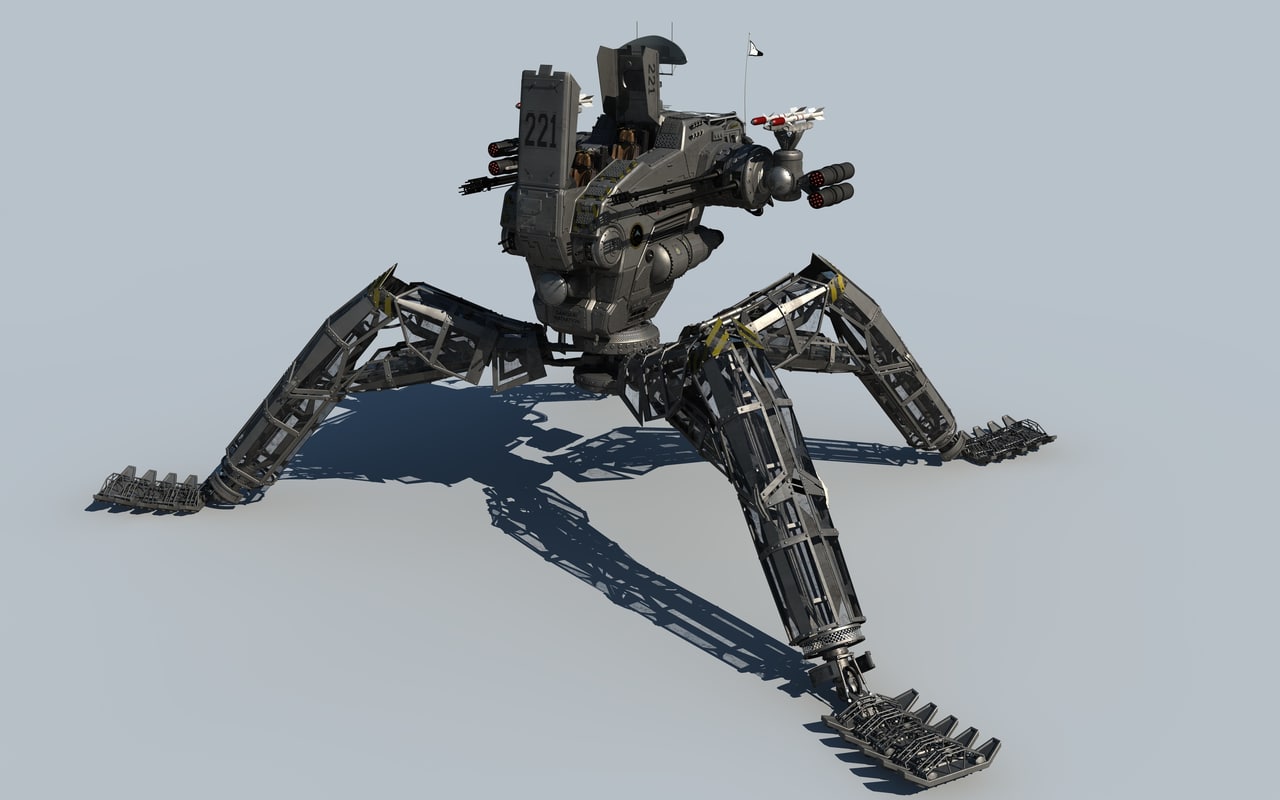 cinema4d anti aircraft mech