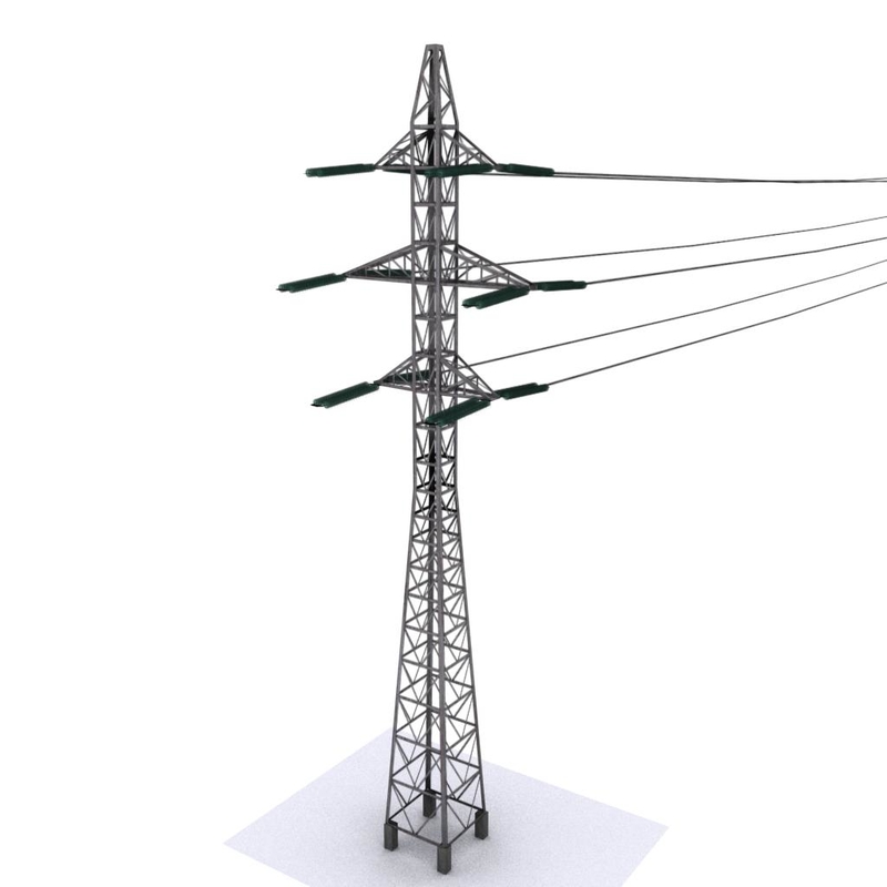 low-poly power line 3d max
