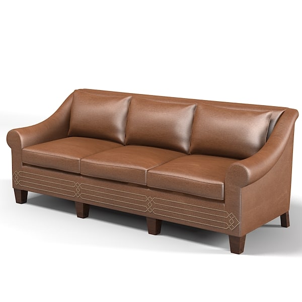 3d Model Sofa Leather Traditional, Country Style Leather Sofa