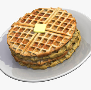 3d model waffle breakfast