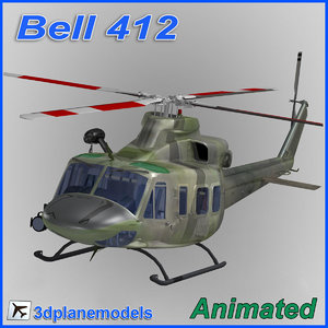 3d model bell 412 helicopter animation