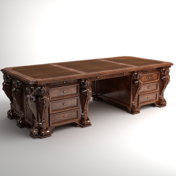 Antique Desk Wooden 3d Model