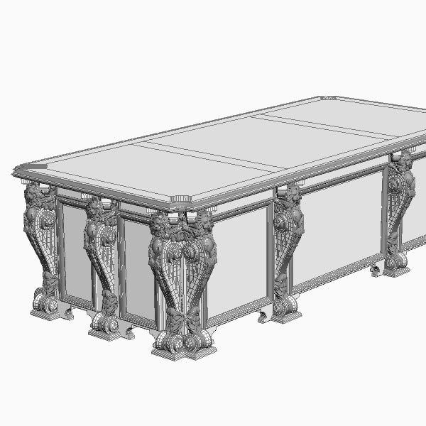 antique desk wooden 3d model