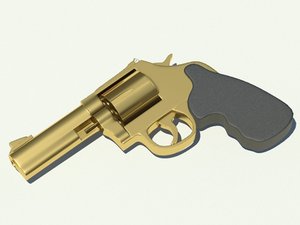 3d model golden revolver