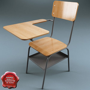 3d model school desk v2