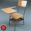 3d model school desk v2