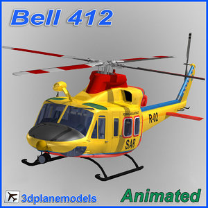 bell 412 helicopter animation 3d max