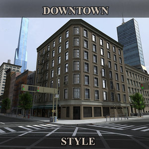 3d model downtown buildings