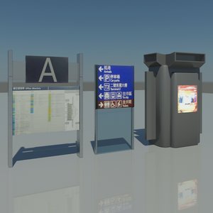 3d airport terminal signs model