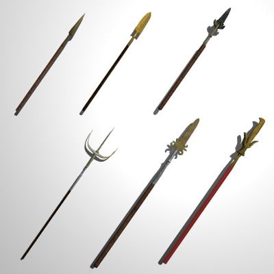 set medieval spears pole 3d model