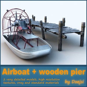 3d swamp airboat wooden pier model