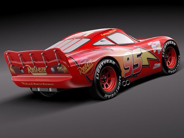 lightning mcqueen zigzag race car 3d model