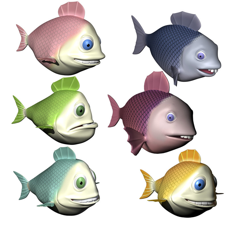 3ds max fish cartoon characters rigged